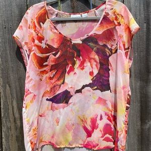 Liz Claiborne Floral Sheer Blouse Size L…